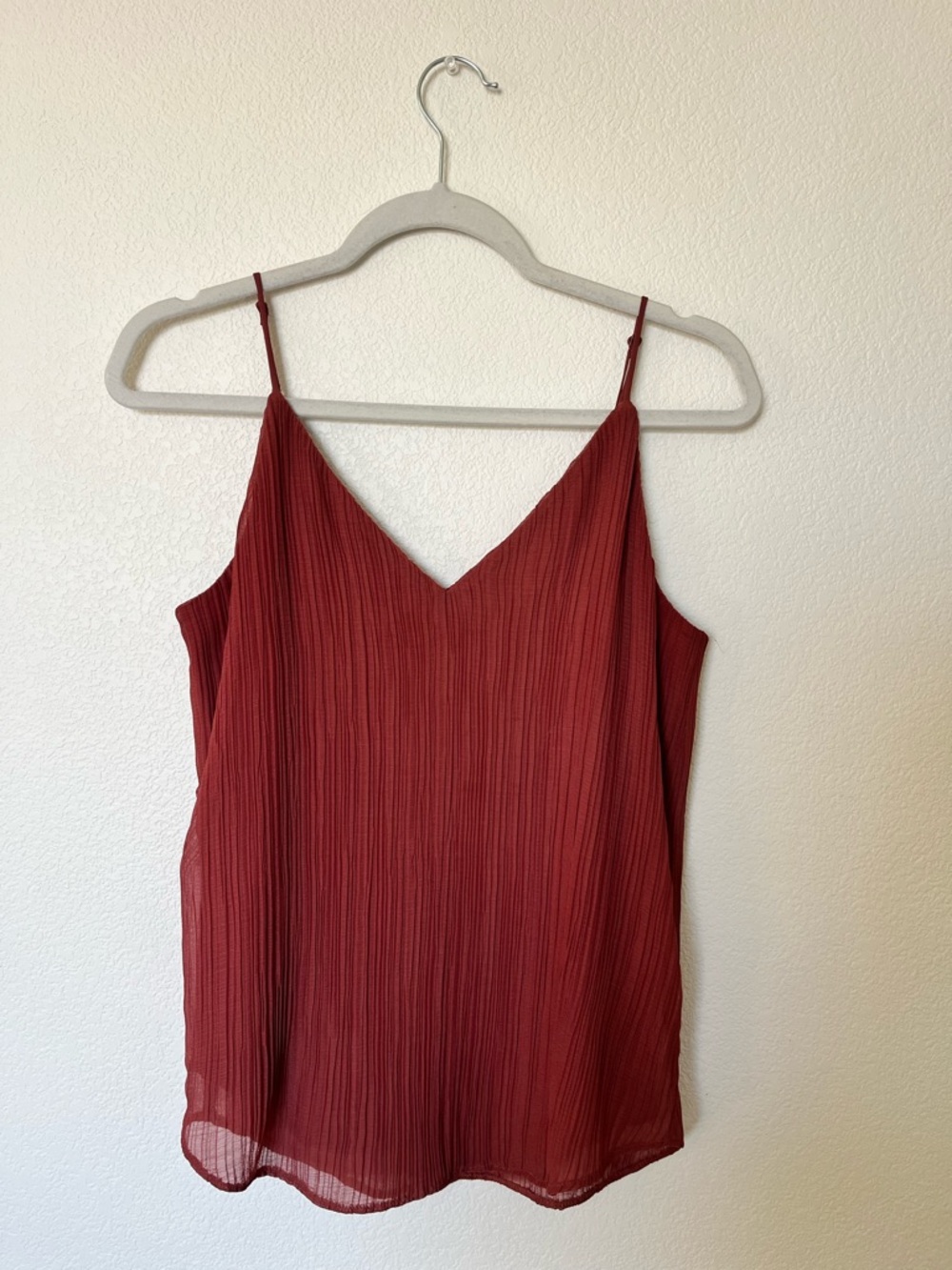 Express Brick Red Pleated V-Neck Cami